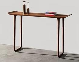 KLWQR Konsolentisch Schmal aus Massivem Ulmenholz, Beistelltisch Schmal im Mid-Century-Stil, Flurtisch für Wohnzimmer und Flur mit Natürlicher Holzmaserung(120x35x88 cm/47x14x35 in)