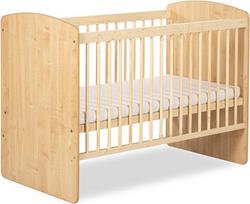 KMbaby K2 Kūdikio lova iš natūralaus medžio 120 x 60 cm su lamelių rėmu - kūdikio lovytės lova, reguliuojamo aukščio 3 lygiais - natūrali pušies mediena ir MDF