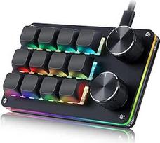 Koolertron Mini programuojama klaviatūra, 12 klavišų mini klaviatūra su 2 rankenėlėmis, visiškai reguliuojama makro klaviatūra su RGB apšvietimu, 6 reguliuojami lygiai, žaidimų klaviatūra žaidimams, biurui