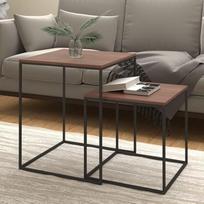 KTHLBRH Couchtisch-Set, 2-teilig, Sperrholz und Metall, stapelbar, für Wohnzimmer, Sperrholz und robustes Eisen