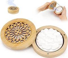 Kvapusis akmuo eterinių aliejų difuzoriui Eteriniai aliejai su medine smilkykla, skirtas aromaterapijai miegamajame, vonios kambaryje, biure ir automobilyje, kelionėje, vaikų kambaryje