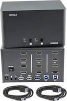 KVM jungiklis 4 monitoriams ir 2 kompiuteriams, HDMI 4K@60Hz KVM jungiklis su USB 3.0, 2 kompiuteriai gali jungti vieną vietą su vaizduokliu, kompiuteriu ir monitoriumi, palaiko Windows/Mac/Linux (HM-KVM2-4)