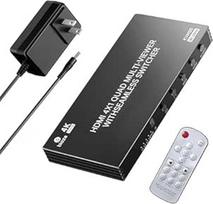 KVM20 4K HDMI jungiklis 4x1, 4 išėjimai 1 su nuotolinio valdymo pultu ir maitinimo šaltiniu, Ultra HD 1080P/3D/4K@30Hz, 4 ekrano padalijimo režimai, skirti PS5, "Fire TV" ir monitoriams, 4 įėjimai ir 1 išėjimas