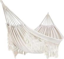 Lauko hamakas sodo hamakas Medvilninis hamakas lova Macrame Fringe Hammocks Boho balkono hamakas Rankų darbo kutai 2 Asmens dvigubas hamakas 250 kg namų paplūdimio patio