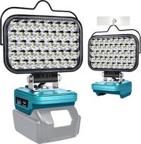 LED akumuliatoriaus lempa "Makita" 18 V, 126 W 5800 LM belaidis prožektorius, statybinis prožektorius, LED stovyklavietės žibintai su USB ir C tipo jungtimi bei apsauga nuo žemos įtampos sodams, garažams (be akumuliatoriaus)