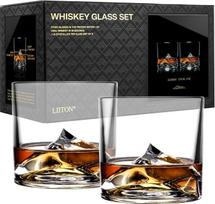 LIITON Everest Exclusive viskio taurės, 2 krištolo taurių rinkinys, taurės, dovanos vyrams kokteiliams, džino, burbono, romo gėrimams, geriamųjų taurių dovanų rinkinys