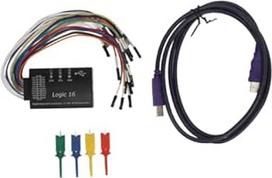 Loginis analizatorius, 16 kanalų didelio našumo USB loginio analizatoriaus įrenginys su 100M mėginių dažniu, nuolatine ESD apsauga, kompaktiškas dizainas inžinieriams, studentams, ABS medžiaga