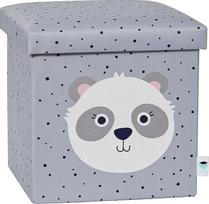 Love IT Store IT taburetė su laikymo vieta - medžiaginė žaislų dėžė - sutvirtinta medžiu - maksimali apkrova 150 kg - pilka su panda - 35 x 35 x 35 cm