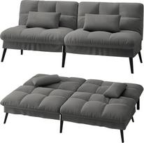 LUCKRACER sofa, 3 vietų sofa-lova su miego funkcija, futono užvalkalas, sulankstoma sofa, kampinė sofa, kušetė, 5 reguliuojami kampai, idealiai tinka namams, svetainei, pagaminta iš audinio, pilka