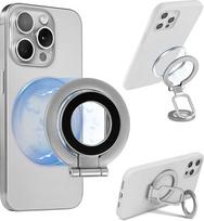 Magnetinis telefono laikiklis, reguliuojamas telefono stovas, suderinamas su "Magsafe" telefono laikikliu, sidabrinės spalvos