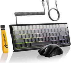 MAMBASNAKE ATTACK SHARK X68 HE Rapid Trigger-Tastatur & R1-Maus & 8KHz-Spiralkabel Kombinationen, 0.01mm RT tikslumas, 8KHz Wired Magnetische Tastatur, R1 Kabellose Gaming-Maus, für PC/Mac-Mondnacht
