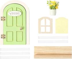 Medinės pasakų durys Sienų dekoracijos Tiny Door Toy Cute Accessory for Kids Boys Girls Princess Room Bedroom Playroom Nursery Kindergarten Balcony Classroom | Ideal for Creative Pretend Play