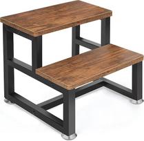 Medinis laiptelis 2 žingsniai Daugiafunkcinis laiptelis Neslystanti lova Step Bedside Step Taburetė virtuvei Vonios kambarys Miegamasis 500lb talpa 39 x 38 x 34,5 cm Rustic Brown