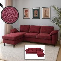 Mendler HWC-O71 Sofos komplektas Kampinė L formos sofa Gulėjimo paviršius Kairė / dešinė Medžiaga (320 g/m²) Mediena 84 x 229 x 140 cm Bordo