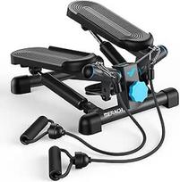 MERACH 2-in-1 Stepper für Zuhause, Leise Mini Stepper 150kg mit LCD-Monitor, Up-Down Swing Stepper mit Power Ropes for Bein/Arm/Butt Training, Home Office Fitness Exercise