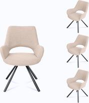 MEUBLE COSY Valgomojo kėdės, 4 dalių rinkinys, virtuvės kėdės, minkštos kėdės su porankiais, medžiaginė sėdynė, metalinės kojos, smėlio spalvos, 58,5 x 59 x 81 cm