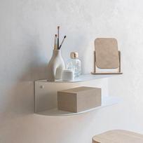 MILUKA Tualetinis staliukas pakabinamas 60 cm White | Flying Vanity Small Metal with 2 Shelves | Wall-Mounted Toelette Table for Makeup & Bedroom | Ovva Model