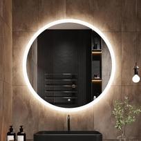 MIRROLIA 80 cm apvalus vonios veidrodis su apšvietimu, 3D kraštų apšvietimas, 3 spalvų temperatūros, reguliuojamas apšvietimas, vonios veidrodis su apšvietimu, miglos panaikinimas, atminties funkcija, modernus dizainas, HD, jutiklinis jungiklis