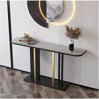 Modernus prieškambario stalelis (79 cm) - siauras šoninis staliukas su geometriniu rėmu - stilingas akcentinis staliukas svetainėje, fojė, prieškambaryje (juodas, 120 x 30 x 80 cm)