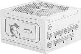 MSI MAG A1000GL PCIE5 baltas maitinimo šaltinis, 1000 W, "80 Plus Gold", ATX 3.1, PCIe 5.1 GPU palaikymas, ATX maitinimo šaltinis, modulinis, balti kabeliai