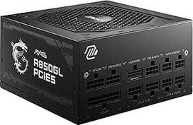 MSI MAG A850GL PCIE5 maitinimo šaltinis, 850 W, "80 Plus Gold", visiškai modulinis, ATX 3.0, palaiko PCIe 5.0 GPU, 120 mm FDB ventiliatorius su dinaminiais rutuliniais guoliais, "Full-Bridge LLC", juodas "Flack" kabelis