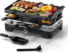 Muchen Raclette 8 asmenų Raclette kepsninė Stalo kepsninė Elektrinė 8 keptuvės 8 grandikliai 1200 W neprideganti danga Reguliuojama temperatūra Elektrinis grilis BBQ kepsninė Raclette 8 asmenims