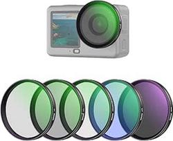 NEEWER filtrų rinkinys, suderinamas tik su "DJI Osmo Action 6", 5 CPL + ND32 + UV + LPR + juodos spalvos difuzinis 1/4 daugiasluoksnis HD optinio stiklo užmaunamas filtras, veiksmo kamerų fotografijos priedai, FL-B4
