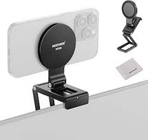 NEEWER Magnetinis praėjimo kameros laikiklis staliniam monitoriui, "Arca" tipo pagrindas, trigubas sulankstomas stalinis interneto kameros stovas, suderinamas su "MagSafe iPhone" "iMac" "Apple TV 4K Mac" nešiojamuoju kompiuteriu "Samsung", SP08