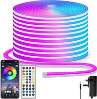 Neoninė LED juosta 15 m nuotolinio valdymo / programėlės valdymas, IP65 vandeniui atspari lanksti LED šviesos juosta, 24 V RGB LED juosta Neon Fairy Lights, taikoma miegamojo, kambario ir lauko apdailai