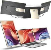 Nešiojamojo kompiuterio ekrano prailgintuvas, 15,6 colių nešiojamasis monitorius, FHD 1080P itin plonas kelioninis monitorius su garsiakalbiais, trigubas ekrano prailginimas, suderinamas su 13-17,3 colių nešiojamaisiais kompiuteriais