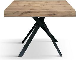 PAZZO DESIGN Leonardo išplečiamas stalas, juodos kojos, pagamintas Italijoje, kaimiško ąžuolo virtuvės stalas, išplečiamas valgomojo stalas, 95 x 90 x 76 cm - id_2129