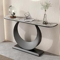 Pusiau melsvas minkštasuolis, 120 cm modernus minkštasuolis už sofos, aukštesnis metalinis minkštasuolis, minkštasuolis, skirtas svetainei ir kambariui (Spalva: Schwarz 4)