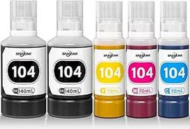 Rašalas 104 Multipack suderinamas su Epson 104 rašalu ET-2820 ET-4800 ET-2870 ET-2810 ET-2862 ET-2826 ET-2856 ET-4810 ET-2811 ET-2812 ET-2814 ET-2814 ET-2814 ET-2815 ET-2821 ET-2710 ET-2711 Spausdintuvas (2Black, C, M