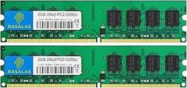 Rasalas DDR2 4GB rinkinys (2x2GB) PC2-5300U 667 MHz Udimm 2RX8 1.8V CL5 240-Pin Non-ECC Unbuffered Stalinių kompiuterių vidinė atmintis