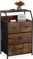 Relaxdays Pramoninė komoda H x D 96,5 x 60 x 41,5 cm Audinys Metalinis medžio efektas 4 stalčiai Stalčius Ruda / juoda