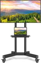 RFIVER televizoriaus stovas su ratukais, reguliuojamo aukščio televizoriaus vežimėlis, skirtas 32-80 colių LCD LED OLED plazminiams plokščiams ir lenktiems televizoriams, sveriantiems iki 50 kg, maksimali VESA 600 x 400 mm