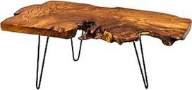 riess-ambiente.de Kietas kavos staliukas Wild 100 cm Teak medžio masyvo medžio diskas Plaukų pynės Svetainės stalas Medinis stalas