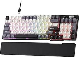 RK ROYAL KLUDGE C96 HE mechaninė žaidimų klaviatūra, "Hall Effect" magnetinis jungiklis, "Hot-Swap" 90 % kabelio RGB riešo atrama, reguliuojamas trigeris, 8K apklausos dažnis, "Pro Web" tvarkyklė, QWERTY
