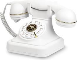 Sangyn Retro fiksuotojo ryšio telefonai Klasikinis retro telefonas su rinkimo reguliuojamu garsumu Derliaus nostalgijos telefonas, skirtas namų biuro apdailai Balta
