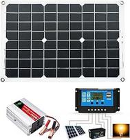 Saulės sistemos komplektas, montavimo rinkinys, nepriklausomas nuo elektros tinklo, 300 W saulės energijos sistemos saulės kolektorių rinkinys, su 1 inverteriu, 18 W 18 V saulės kolektoriumi, akumuliatoriaus spaustuku, nuolatinės srovės krokodilo spaustuk