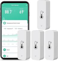 SENCKIT WiFi drėgmės ir temperatūros monitorius, išmanusis drėgmės matuoklis termometras, skirtas nuotoliniam stebėjimui ir signalizacijai, didelio tikslumo patalpų termometras su TUYA programėle, suderinamas su "Alexa" (4 vnt.)