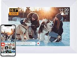 Skaitmeninis nuotraukų rėmelis, didelis, 10,1 colio "Frameo" skaitmeninis nuotraukų rėmelis - HD 1280 x 800 IPS jutiklinio ekrano elektroninis nuotraukų rėmelis su 32GB atmintimi, automatiniu pasukimu, lengvu dalijimusi nuotraukomis ir vaizdo įrašais - b