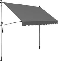 SONGMICS tvirtinimo markizė, 300 x 130 cm, balkono markizė, reguliuojamo aukščio, su rankine rankenėle, apsauga nuo saulės, skirta balkonui, terasai, sodui, antracito spalvos GSA313G02