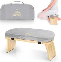 Sulankstomas meditacijos suoliukas, ergonomiška bambuko jogos taburetė, meditacijos taburetė su pagalvėle, nešiojamoji meditacijos kėdė su krepšeliu klūpėjimui, maldai, išplėstinei praktikai