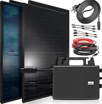 SUNNIVA 1840 W dvimačio tipo visiškai juoda balkono elektrinė sukomplektuotas lizdas TSUN 800 W inverterio saulės sistemos komplektas, 4 x 460 W N tipo stiklo / stiklo dvimačio tipo saulės moduliai, 5 m kabelis, 4 x 2,5 m