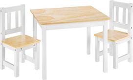 TecTake 402376 Medinis stalas ir 2 kėdės, natūralios baltos spalvos