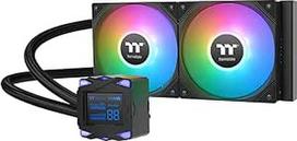 Thermaltake LA240-S ARGB Sync AIO 240 mm vandens aušinimas - 2,4 colių segmentinio LCD ekrano vandens blokas CPU temperatūrai ir naudingumui nustatyti, 2 x 120 mm PWM ARGB ventiliatorius iki 2500 aps/min, Intel/AMD (LGA1700/AM5), juodas