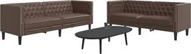 Tidyard 2-TLG. Chesterfield-Sofa-Set Braun Kunstleder, Polstersofa Loungesofa für Wohnzimmer Eingangsbereich Büro3209276