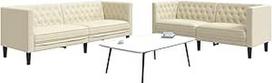 Tidyard 2-TLG. Chesterfield-Sofa-Set Creme Kunstleder, Polstersofa Loungesofa für Wohnzimmer Eingangsbereich Büro3209275