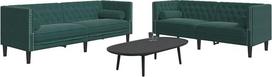 Tidyard 2-TLG. Chesterfield-Sofa-Set mit Nackenrollen Dunkelgrün Samt, Polstersofa Loungesofa für Wohnzimmer Eingangsbereich Büro3209293